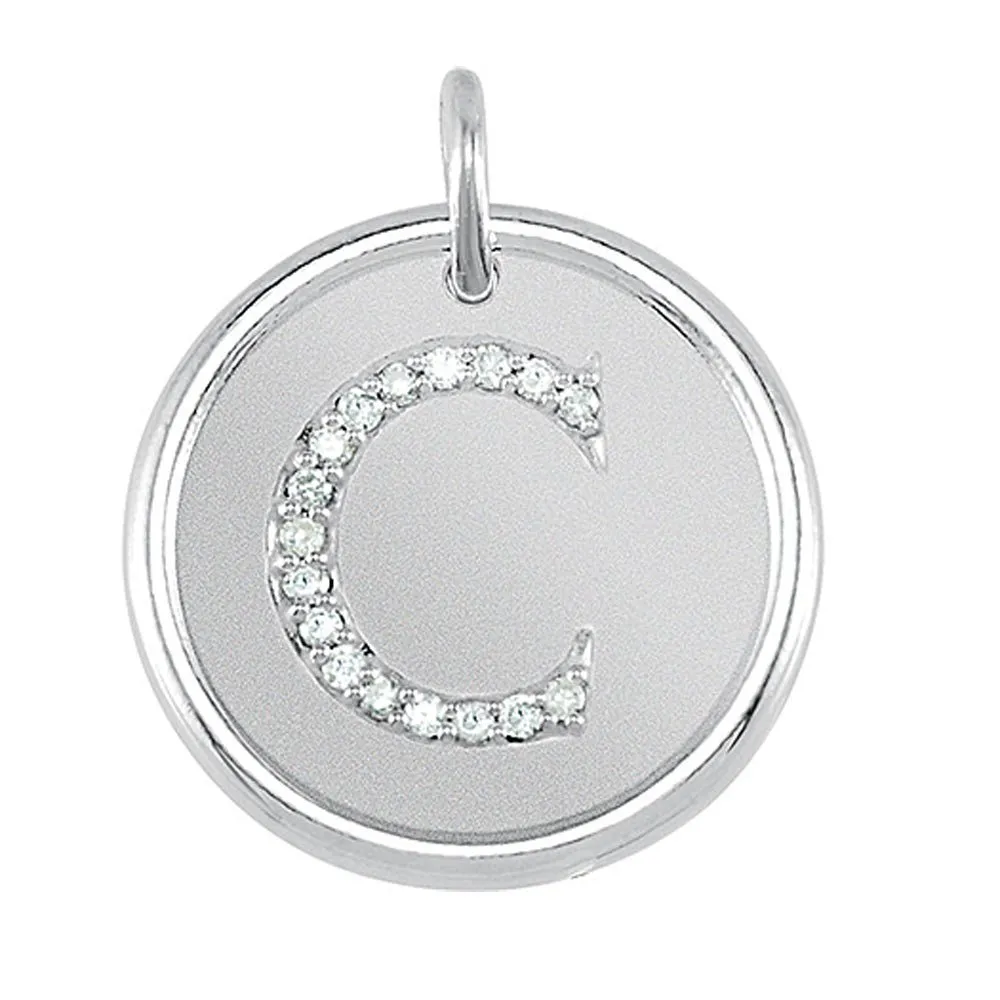 .08 Ctw G-H, I1 Diamond Initial 17mm Sterling Silver Pendant Letter C