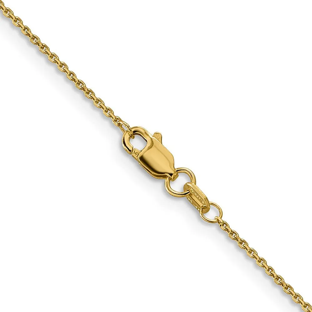 0.9mm 14k Yellow Gold Solid Diamond Cut Cable Chain Necklace