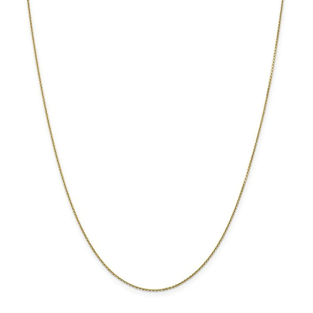 0.9mm 14k Yellow Gold Solid Diamond Cut Cable Chain Necklace