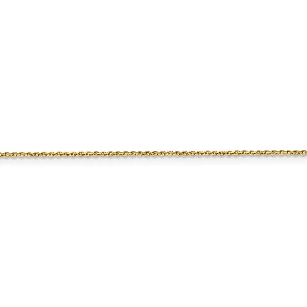 0.9mm 14k Yellow Gold Solid Diamond Cut Cable Chain Necklace