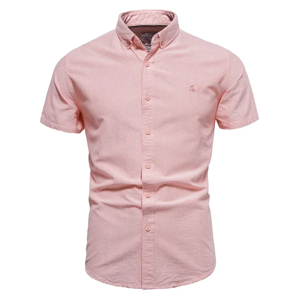 100% Cotton Oxford Shirts for Men Solid Color Turn-down Collar Men's Shirts New Summer Social Shirts Mens Clothing