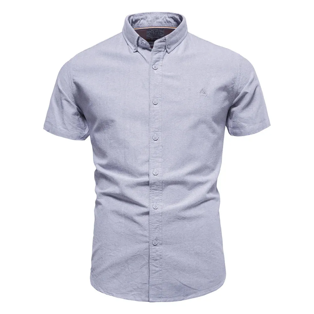 100% Cotton Oxford Shirts for Men Solid Color Turn-down Collar Men's Shirts New Summer Social Shirts Mens Clothing