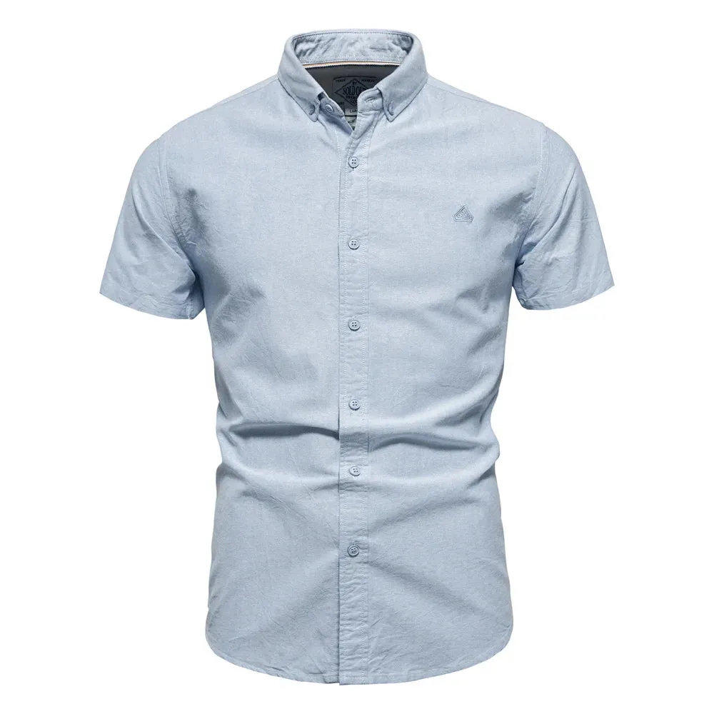 100% Cotton Oxford Shirts for Men Solid Color Turn-down Collar Men's Shirts New Summer Social Shirts Mens Clothing