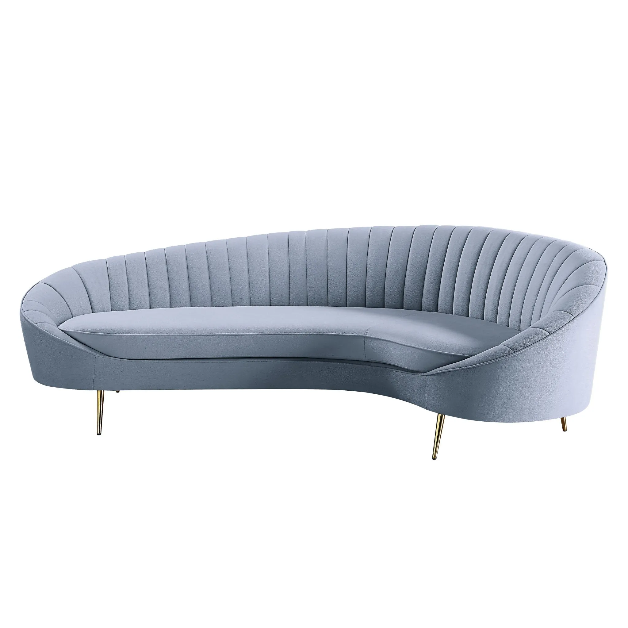 103" Light Gray Velvet And Gold Sofa By Homeroots