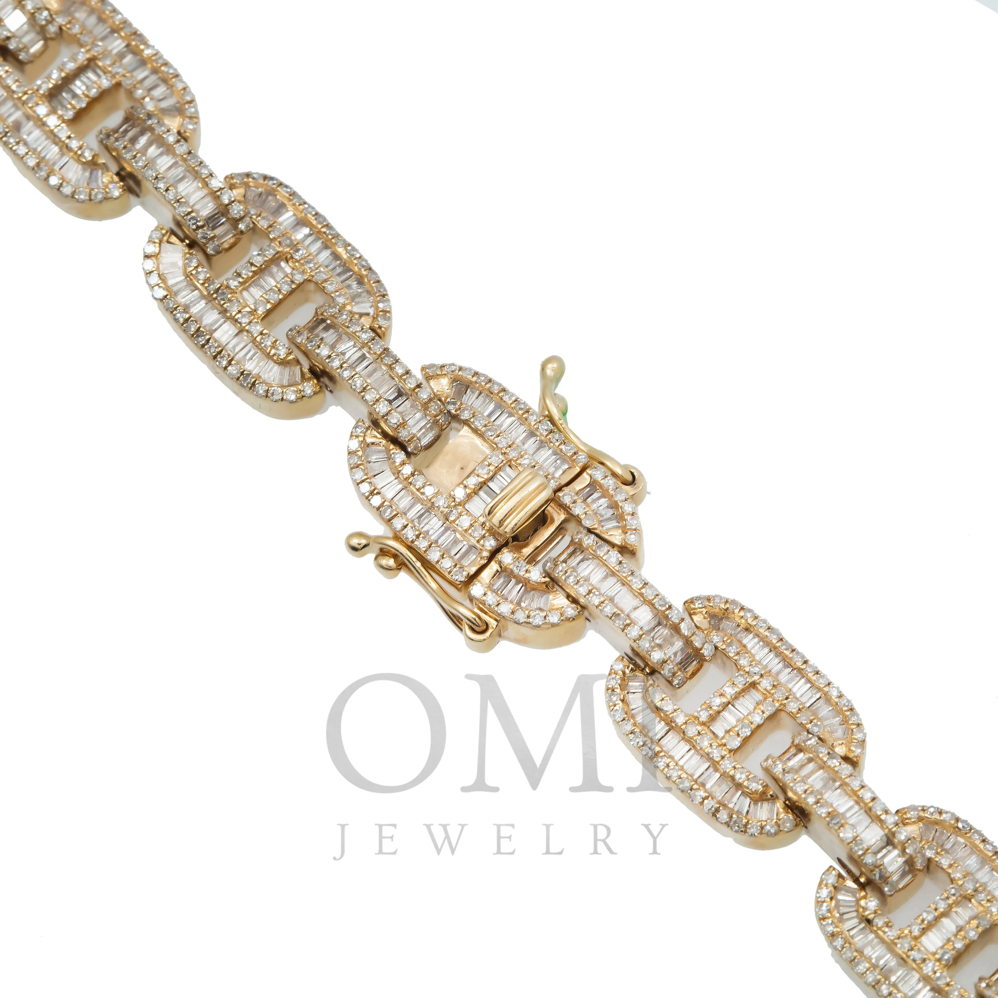 10K GOLD BAGUETTE DIAMOND MARINER LINK CHAIN 14.8 CT