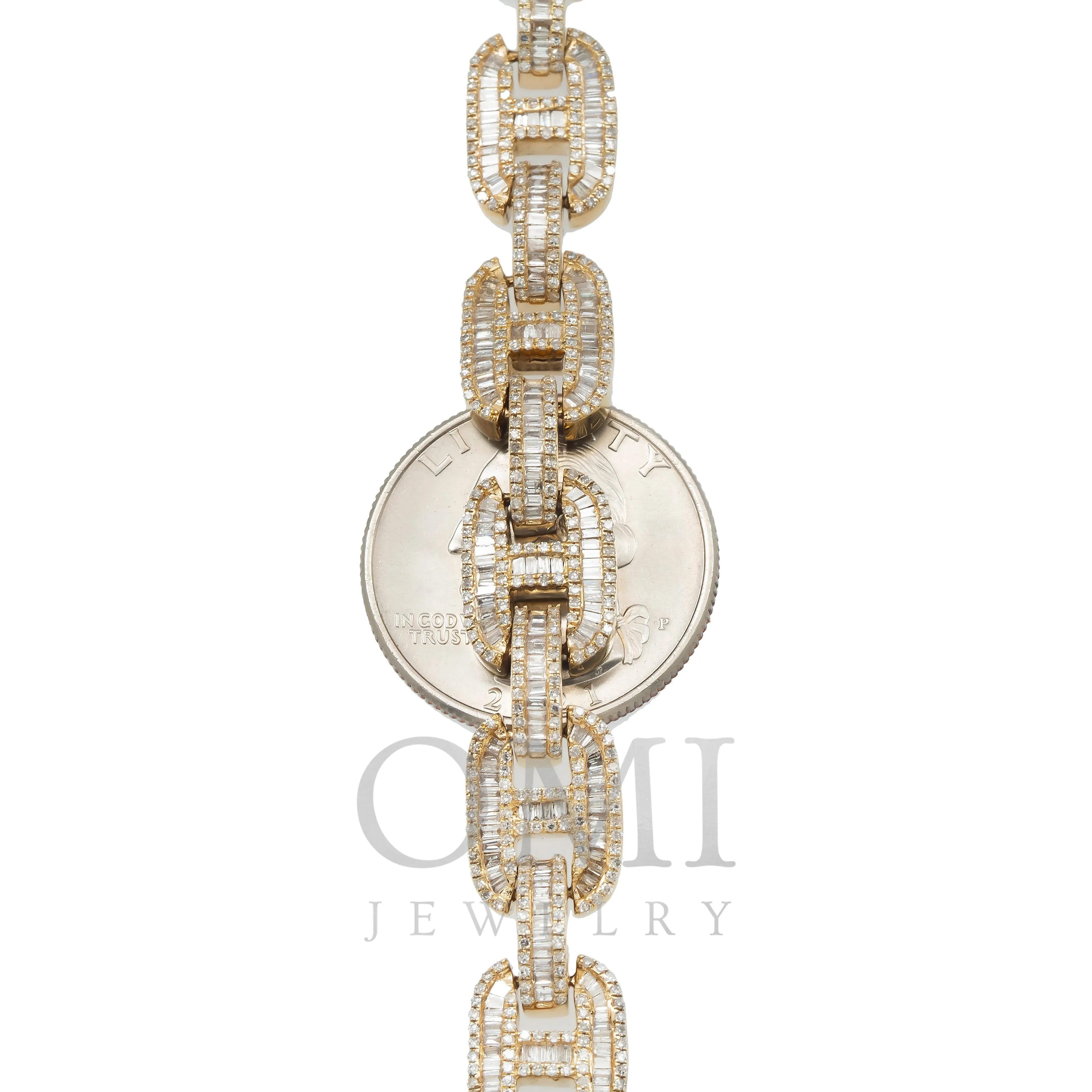 10K GOLD BAGUETTE DIAMOND MARINER LINK CHAIN 14.8 CT