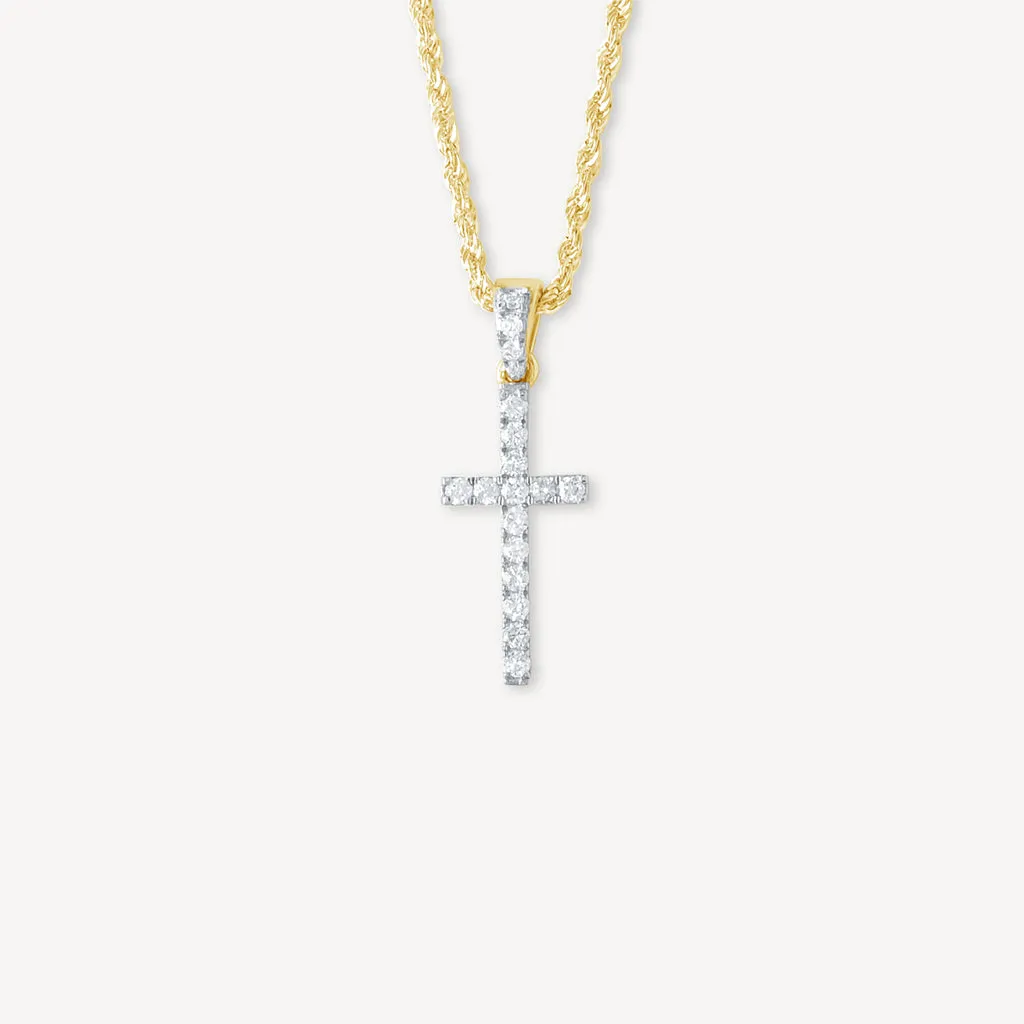 10K Small Diamond Gold Cross