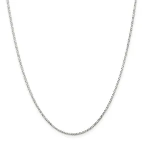 1.25mm Rhodium Plated Sterling Silver Round Spiga Chain Necklace