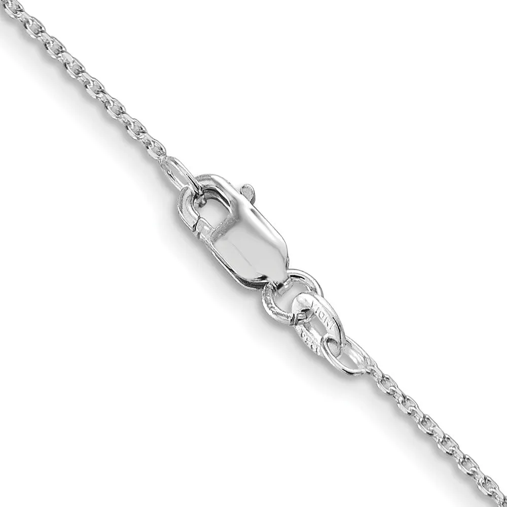 1.25mm Rhodium Plated Sterling Silver Solid D/C Cable Chain Necklace