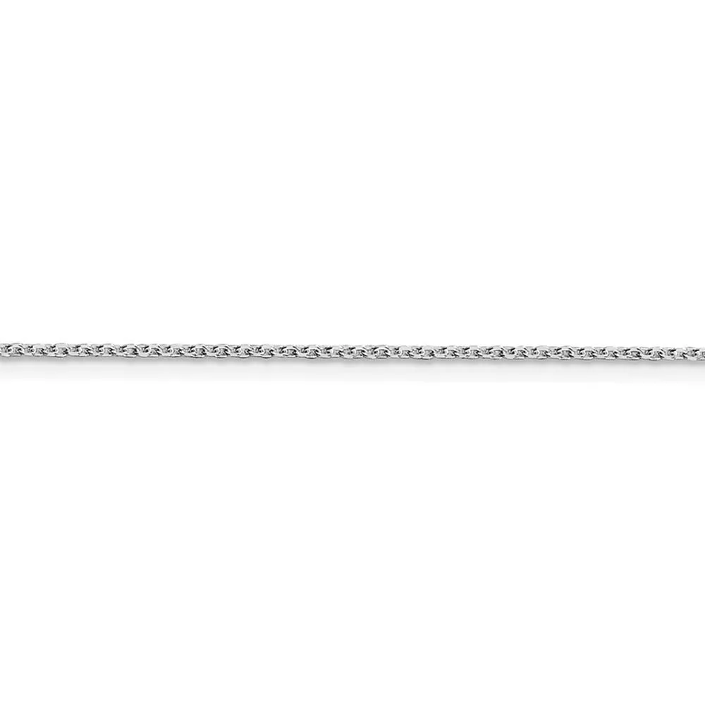 1.25mm Rhodium Plated Sterling Silver Solid D/C Cable Chain Necklace