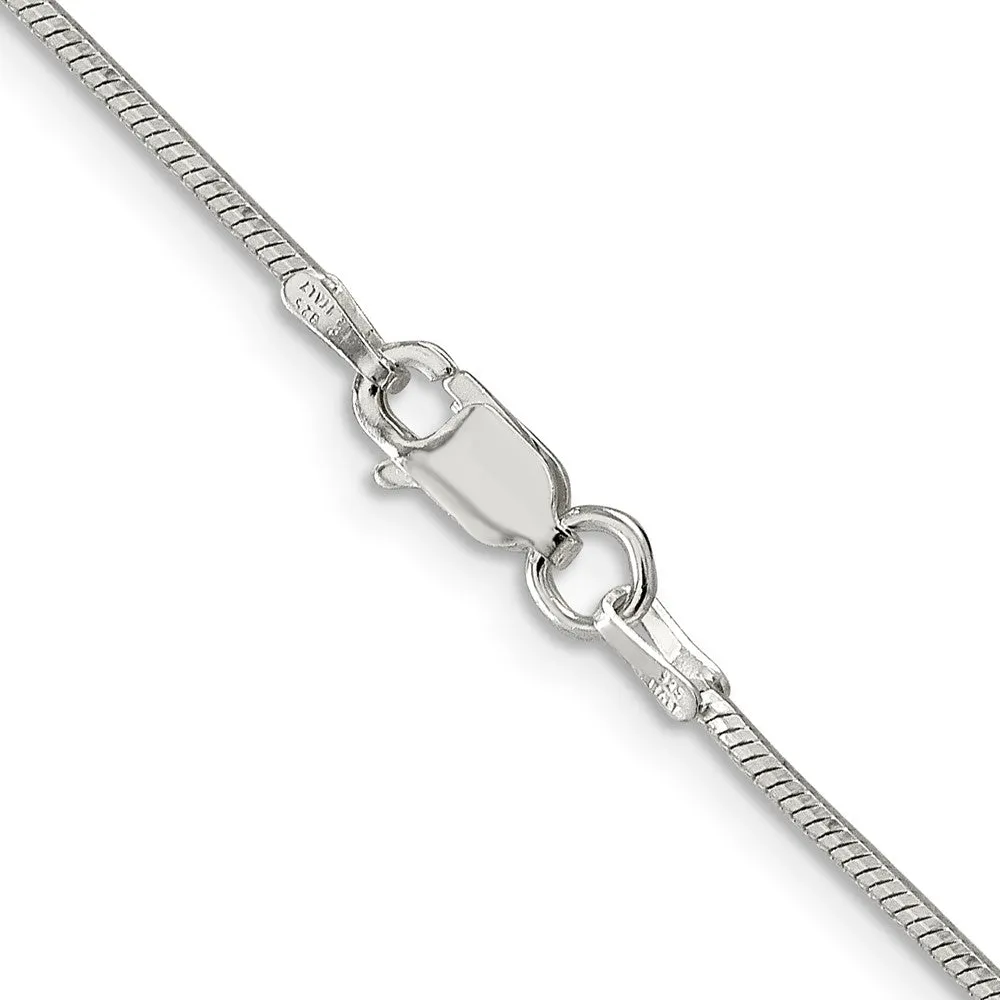 1.25mm, Sterling Silver Octagon Solid Snake Chain Necklace