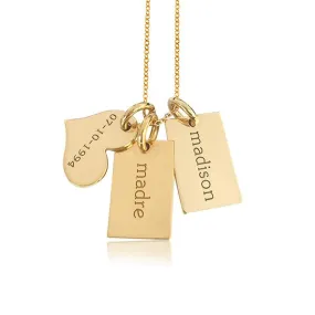 14k Gold Mini Dog Tags & Heart Necklace