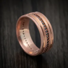 14K Rose Gold and Black Diamond Men's Ring Custom Made Eternity Band