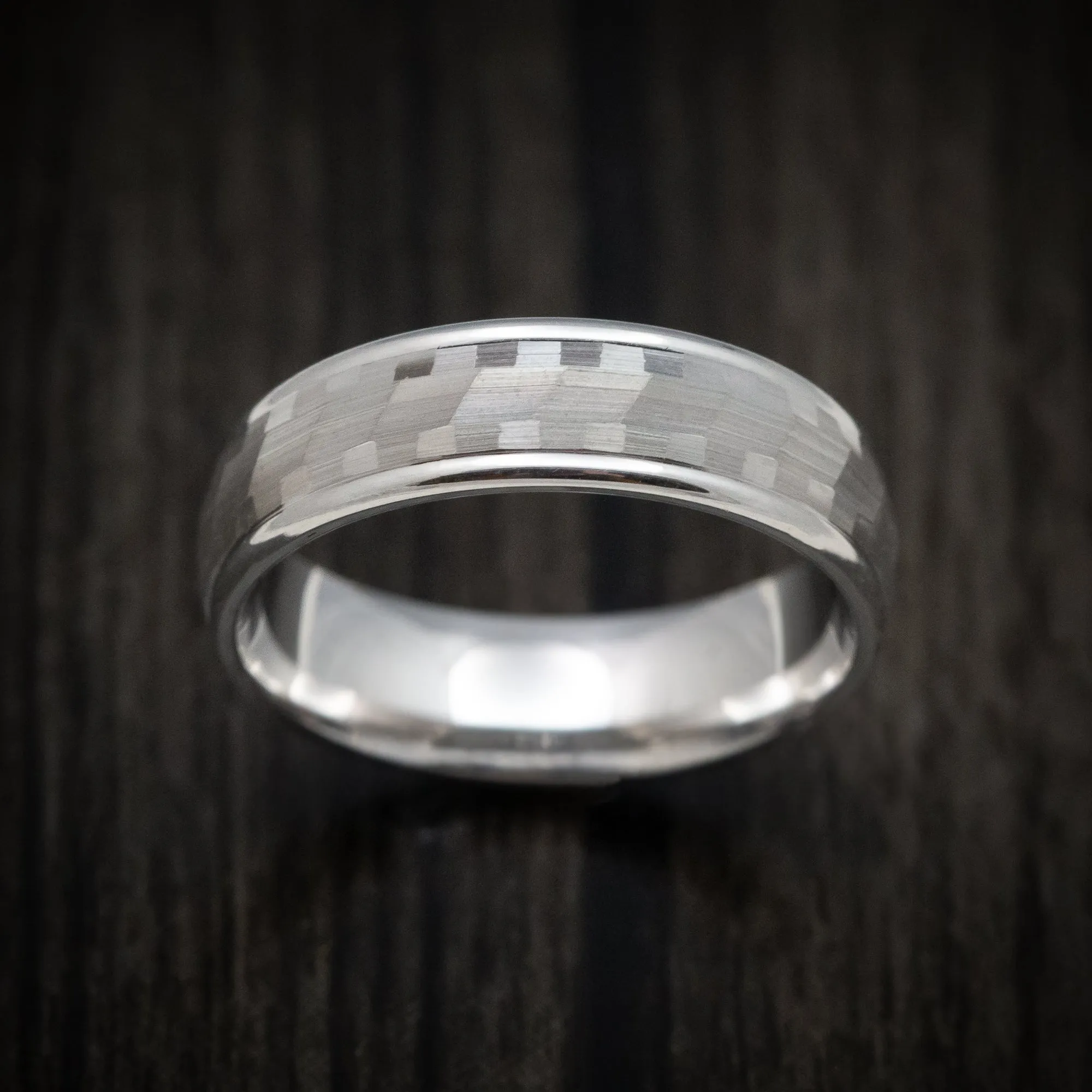 14K White Gold Men's Wedding Band Custom Made Ring