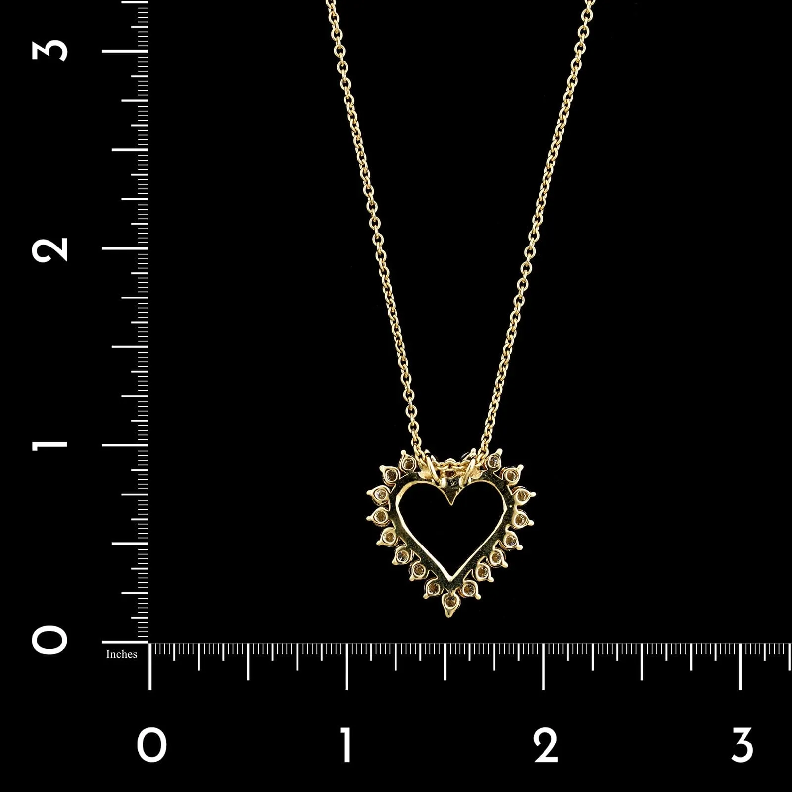 14K Yellow Gold Estate Diamond Heart Pendant Necklace