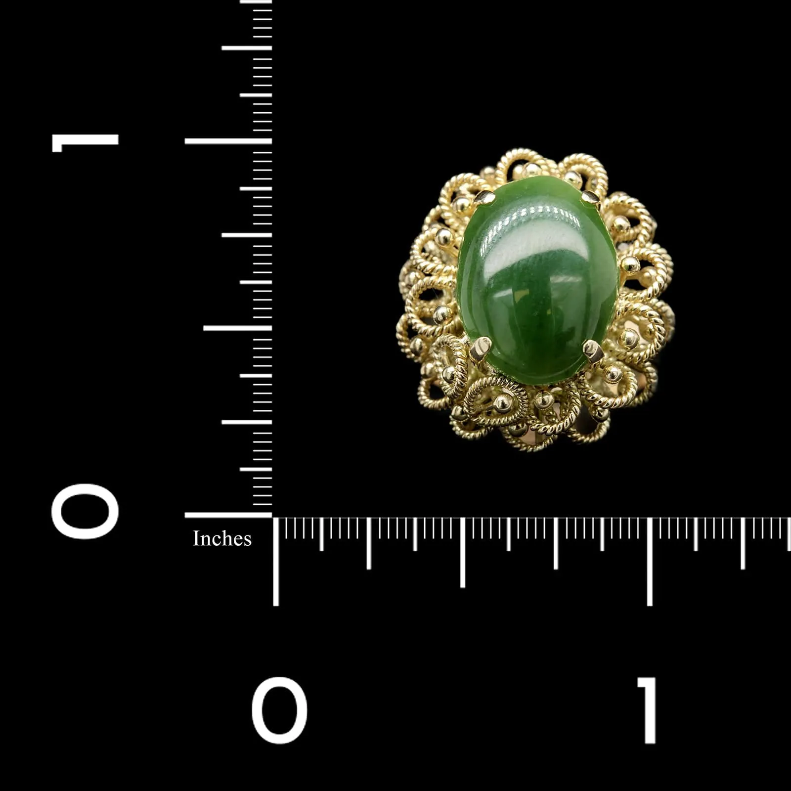 14K Yellow Gold Estate Nephrite Jade Ring