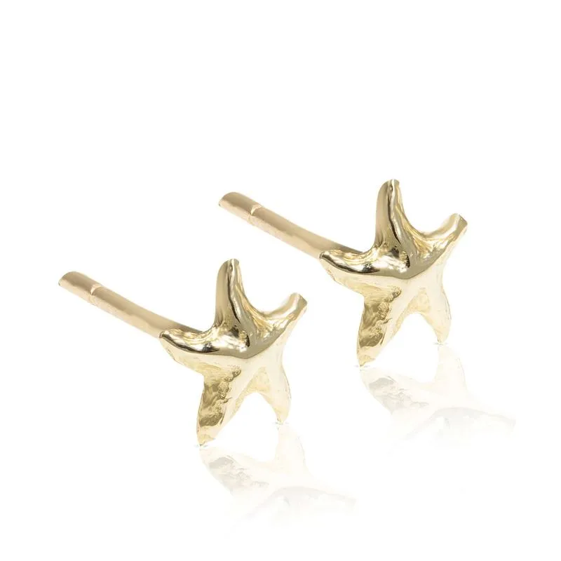 14K Yellow Gold Starfish Stud Earrings