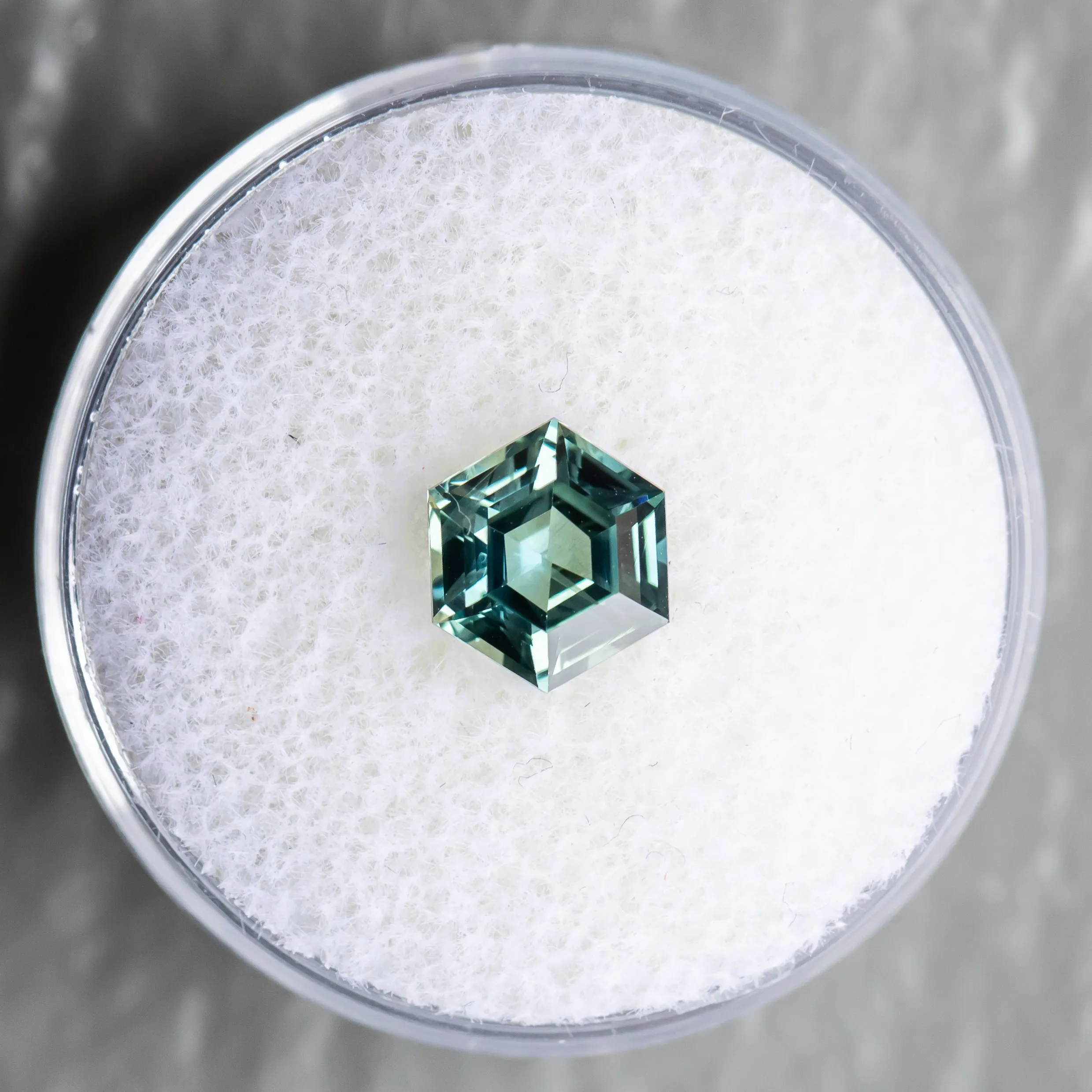 1.79CT HEXAGON MADAGASCAR SAPPHIRE, LIGHT TEAL SEAFOAM GREEN, 7.95X6.98X4.34MM