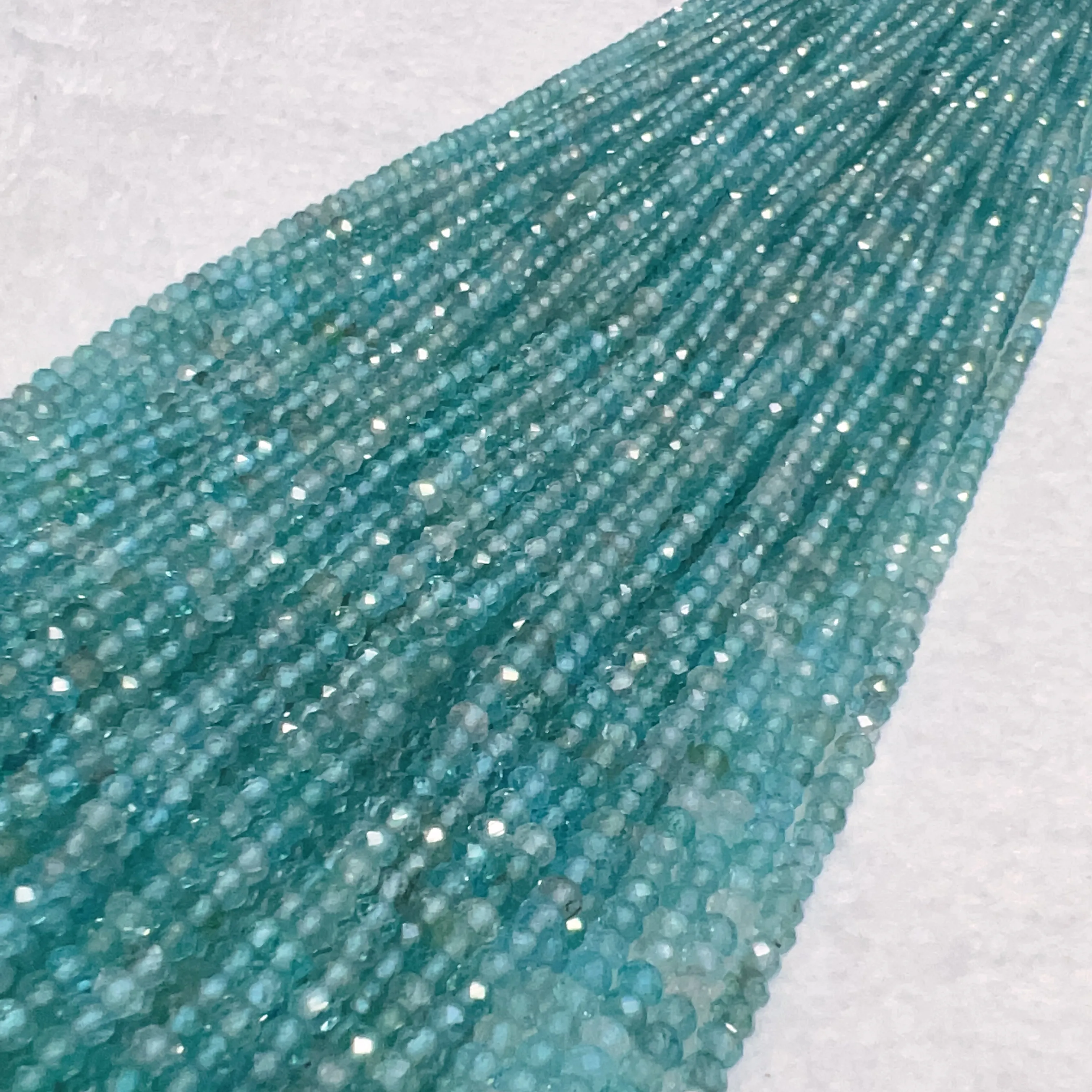 3x4mm Best Quality in Strand Natural Light Blue Apatite Faceted Rondelle Beads for DIY Jewelry Project