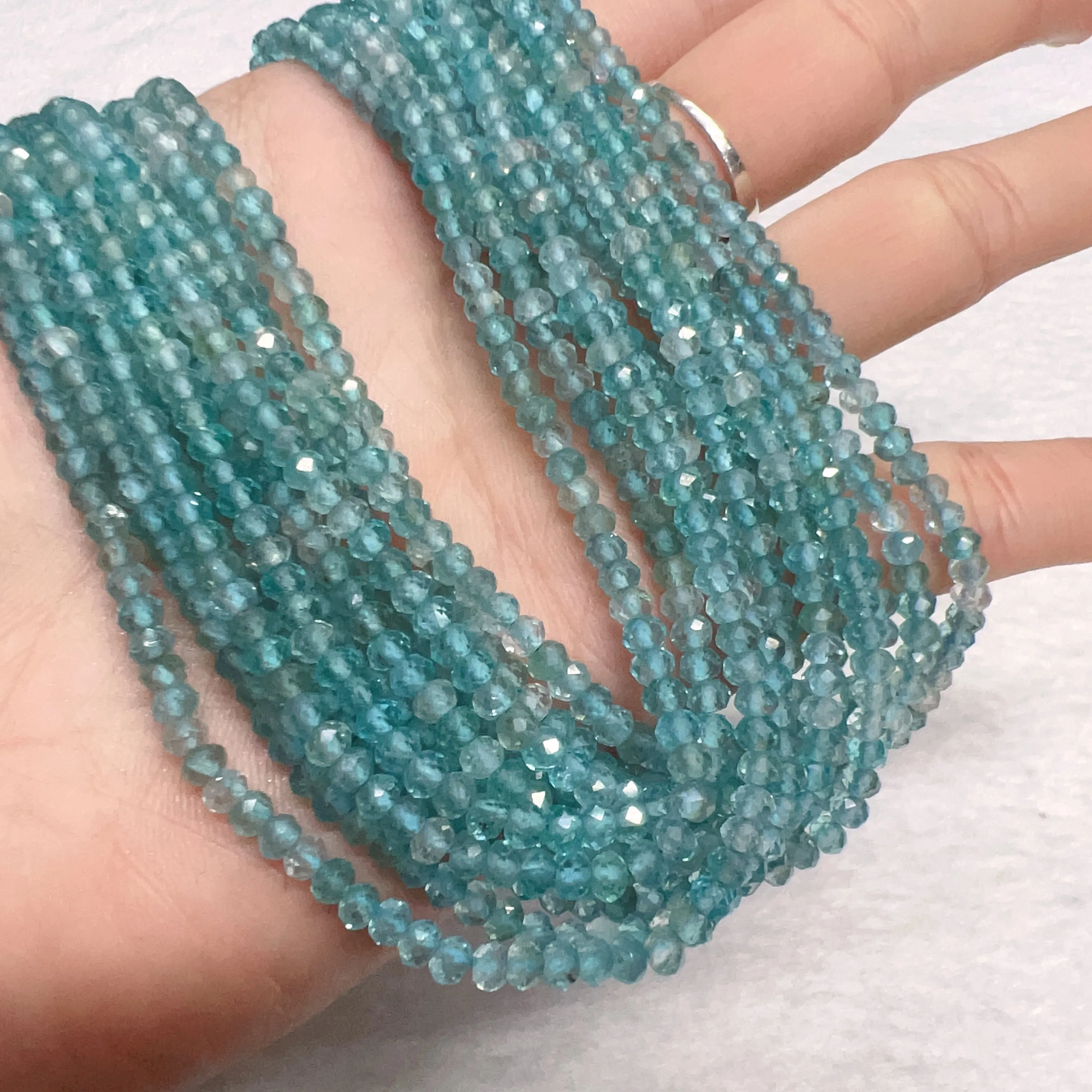 3x4mm Best Quality in Strand Natural Light Blue Apatite Faceted Rondelle Beads for DIY Jewelry Project