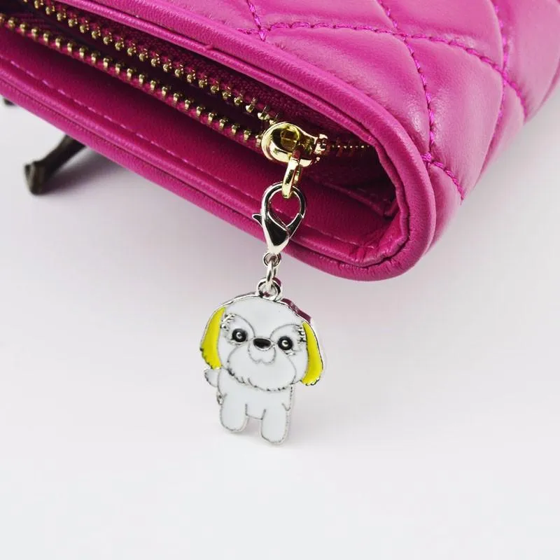 5Pcs/Lot Cute Chow Chow Sharpei Foxhound Pug Shepherd Dog Purse Charms