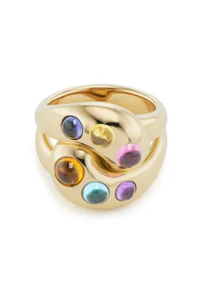 6 Rainbow Cabochon Knot Ring