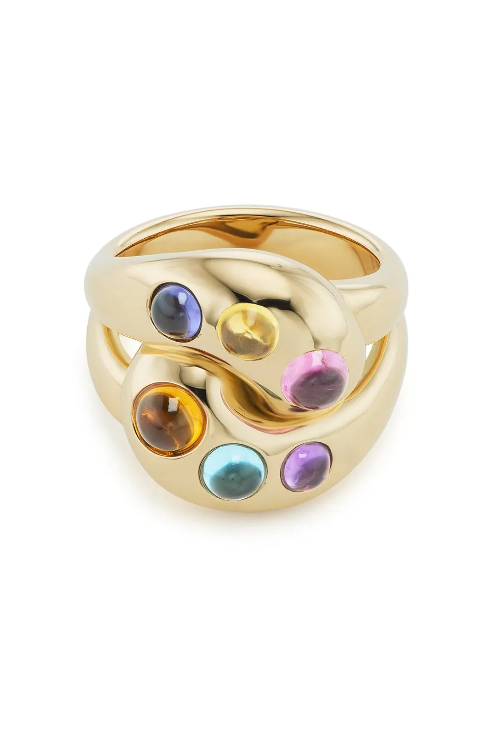 6 Rainbow Cabochon Knot Ring