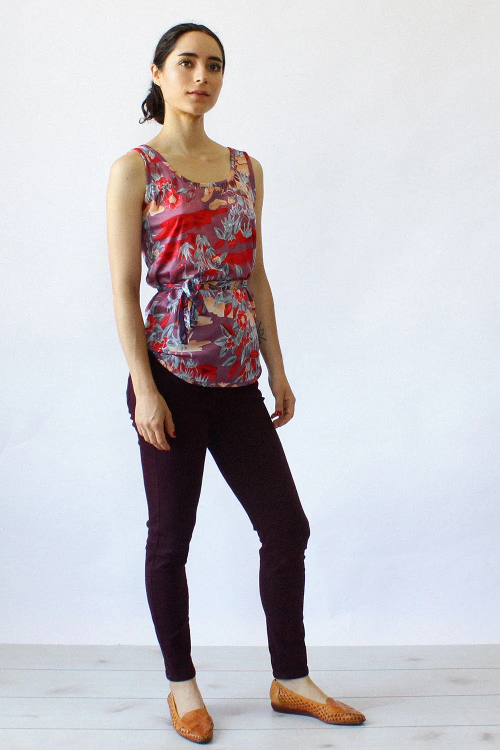 70s Crane Print Belted Tank M