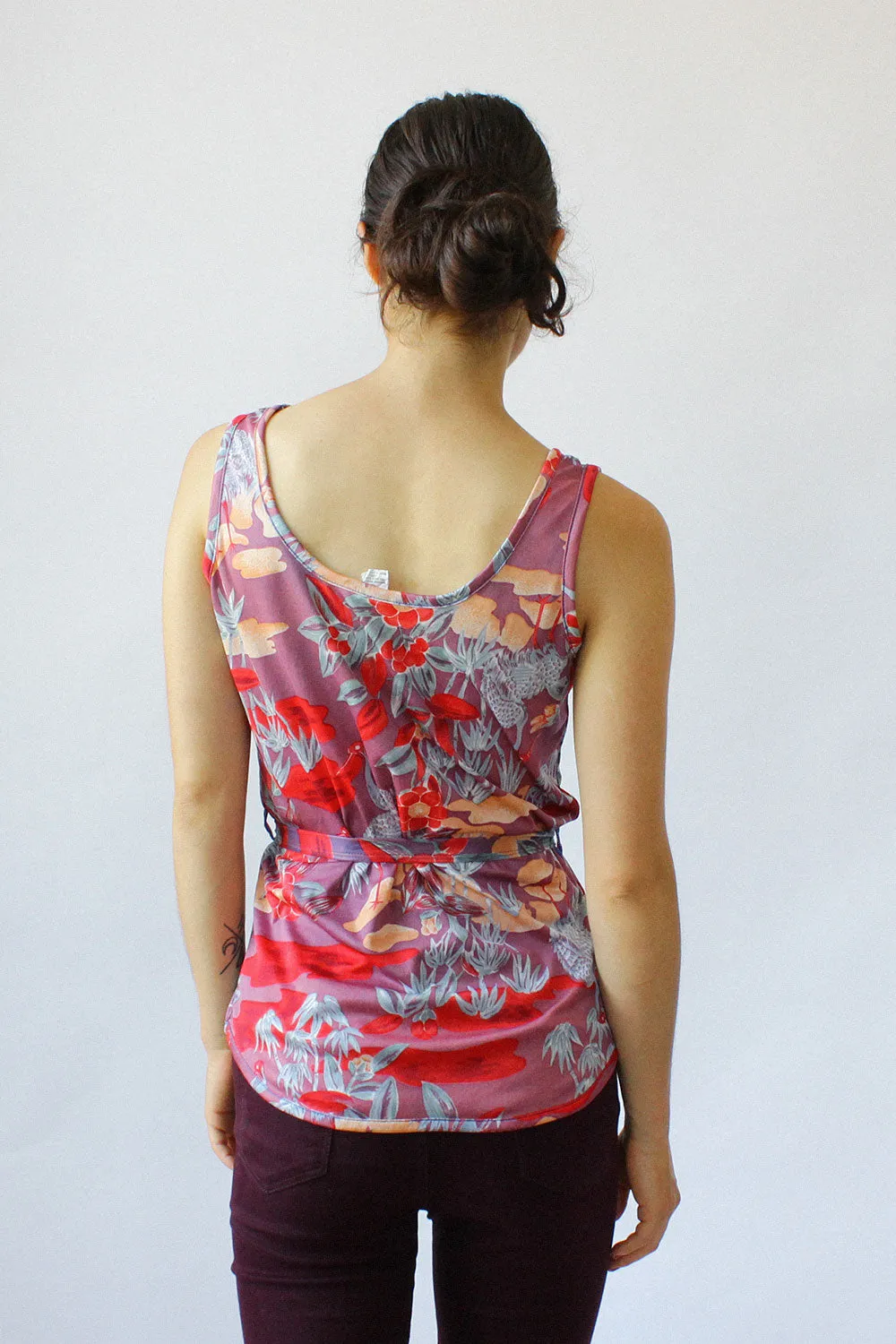 70s Crane Print Belted Tank M