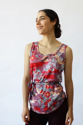 70s Crane Print Belted Tank M