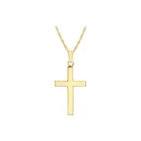 9K Yellow Gold 15mm x 25mm Cross 14 'Prince of Wales' Chain Necklace 46cm