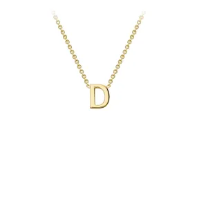 9K Yellow Gold 'D' Initial Adjustable Letter Necklace 38/43cm