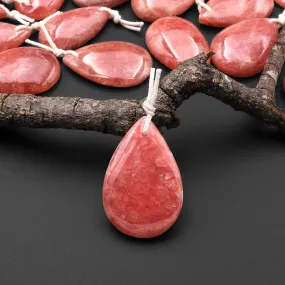 AAA Gemmy Natural Red Rhodochrosite Teardrop Gemstone Pendant A1