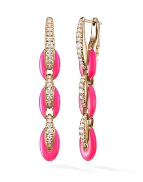 Ada Pink Enamel and Diamond Earrings