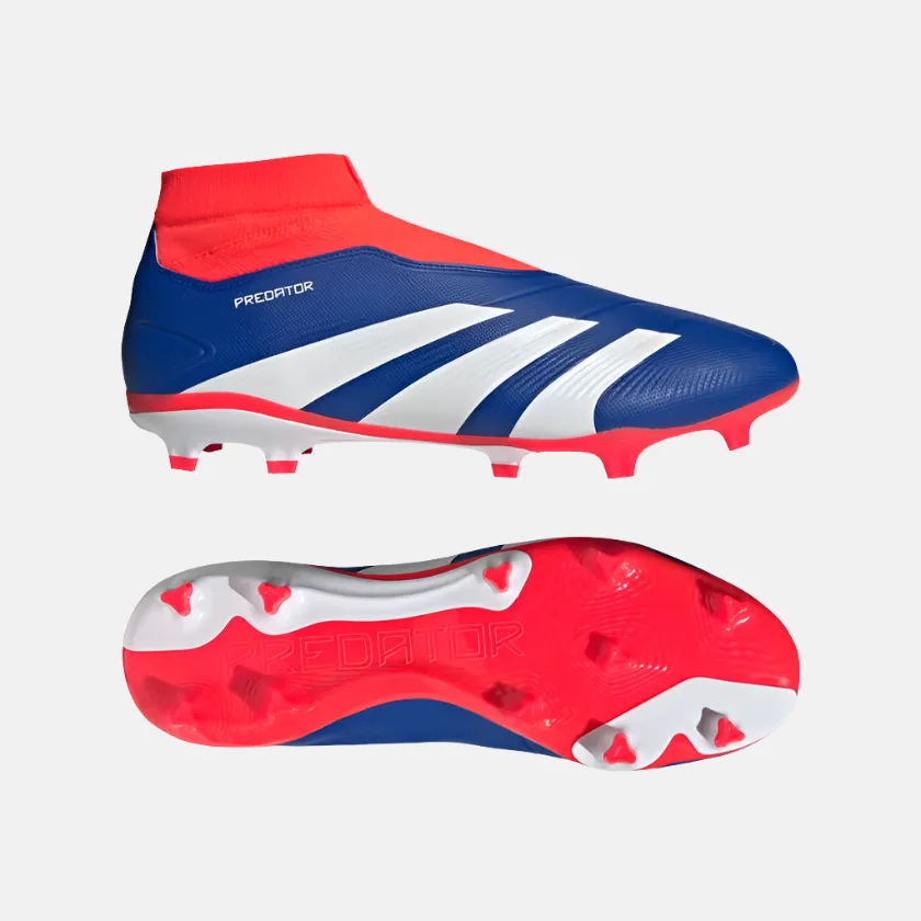 Adidas Predator League Laceless Firm Ground Unisex Football Shoes -Lucid Blue/Cloud White/Solar Red