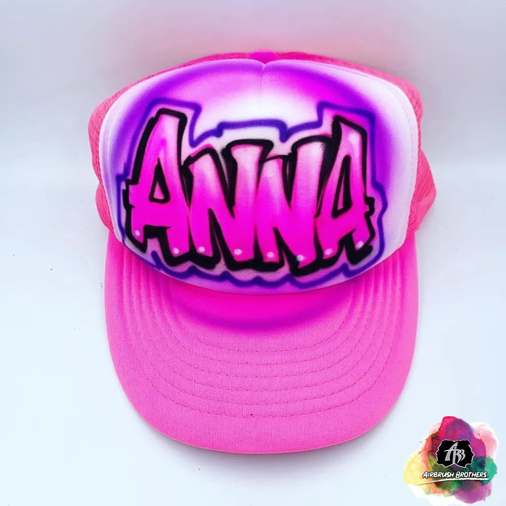 Airbrush Block Name Hat Design