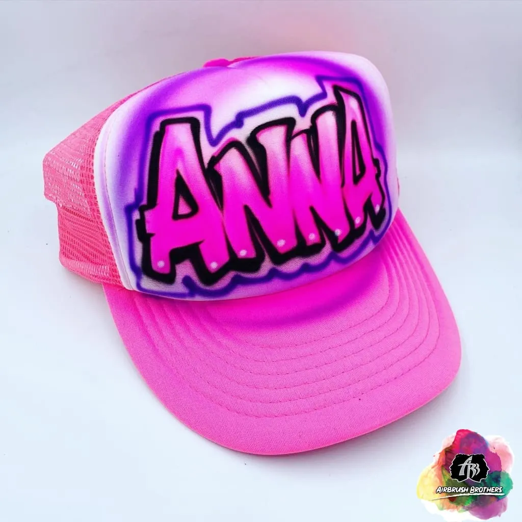 Airbrush Block Name Hat Design