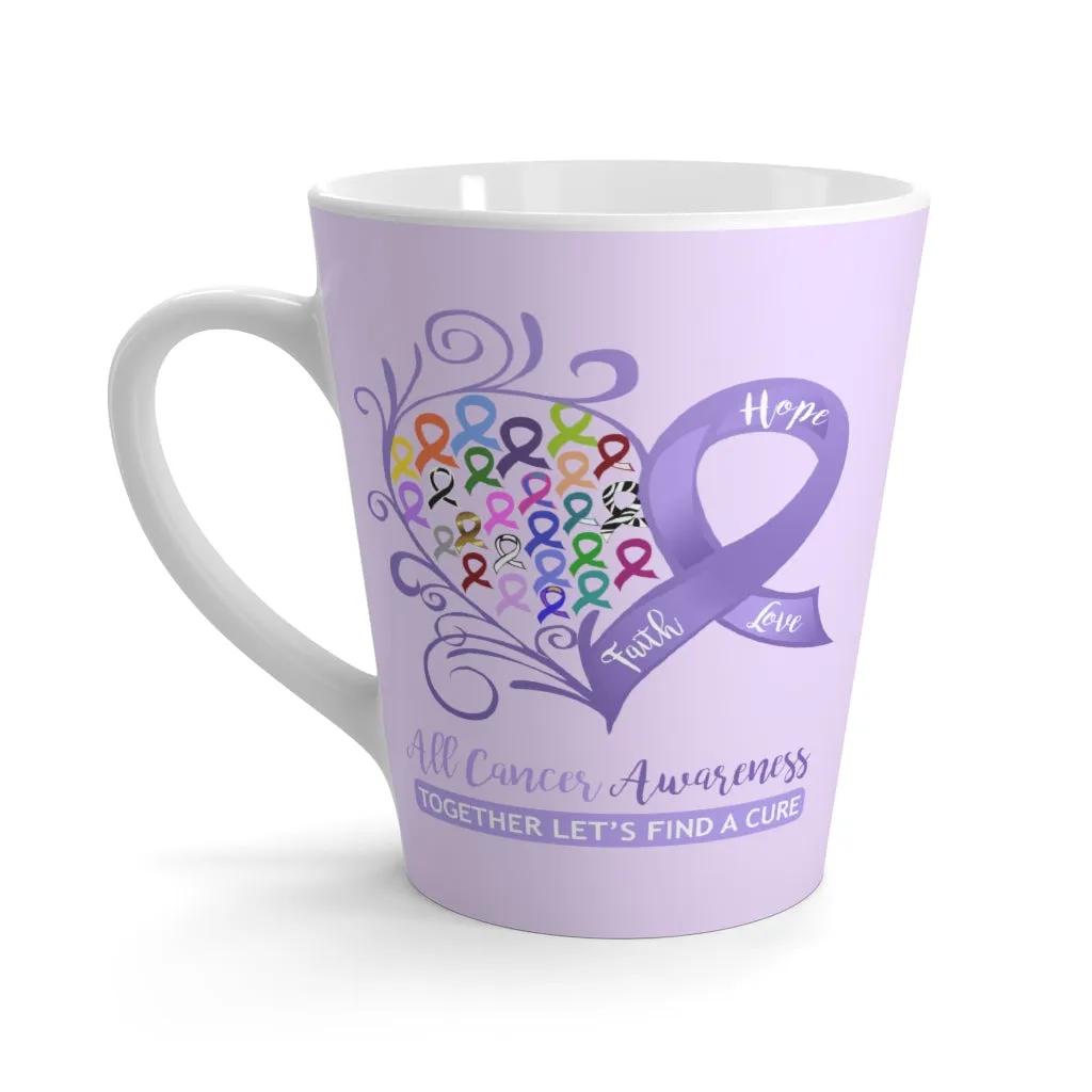 All Cancer Awareness Heart Lavender Latte Mug (12 oz.)