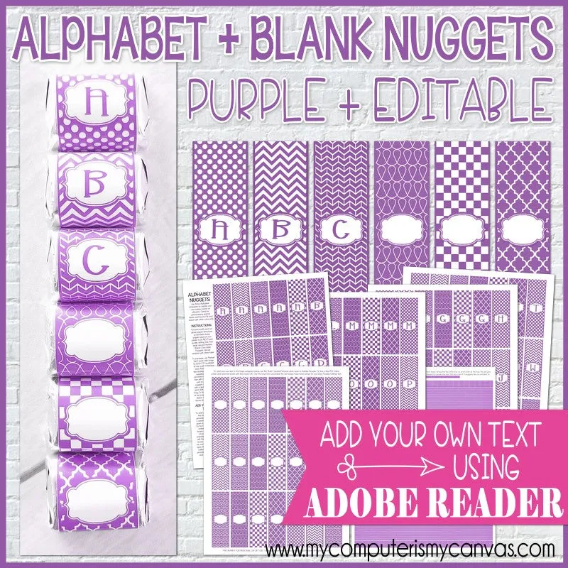 Alphabet   BLANK Nugget Wrappers {Purple} PRINTABLE