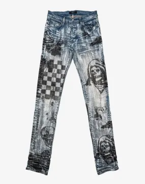 Amiri Jeans Wes Lang Blue Sketch