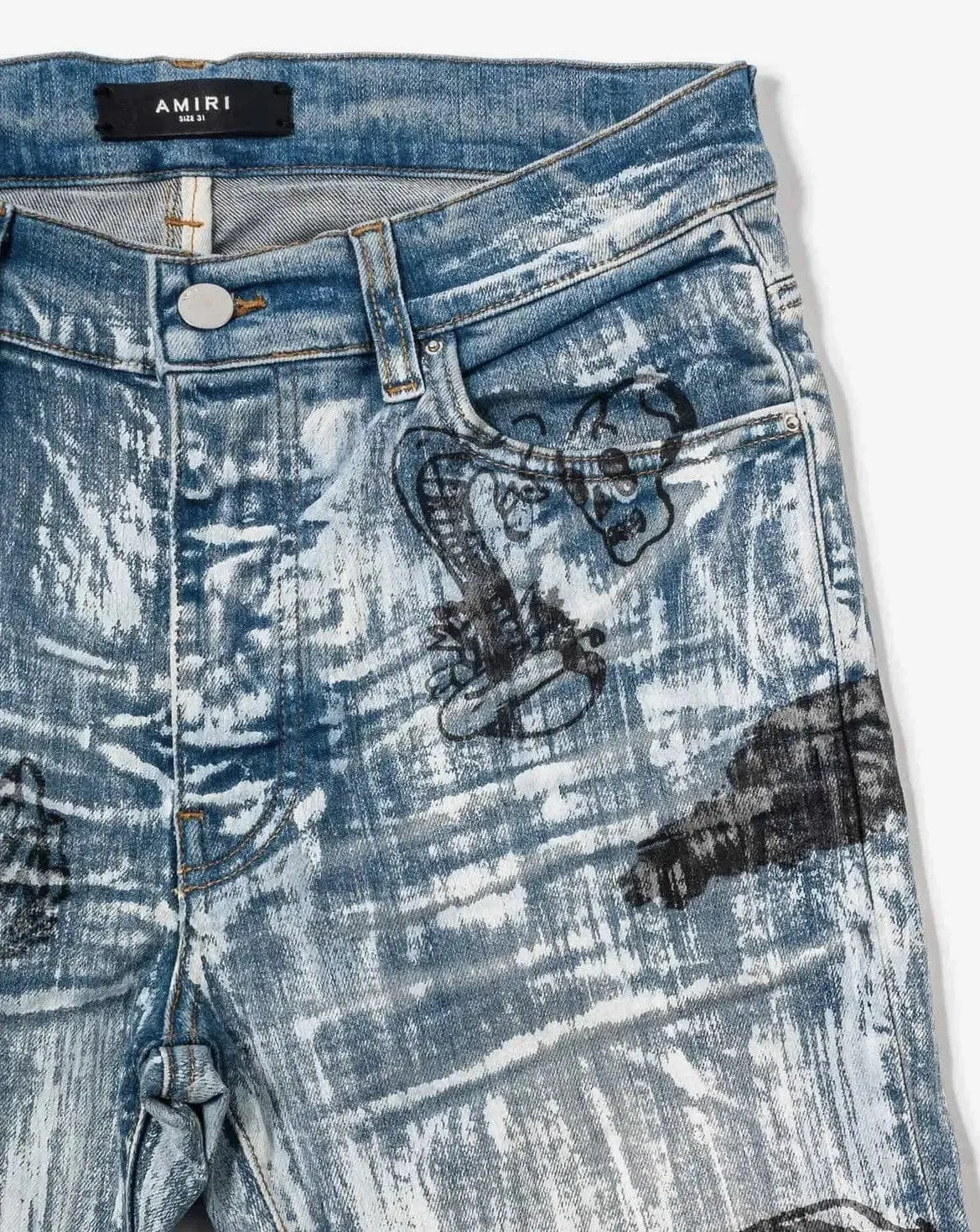 Amiri Jeans Wes Lang Blue Sketch