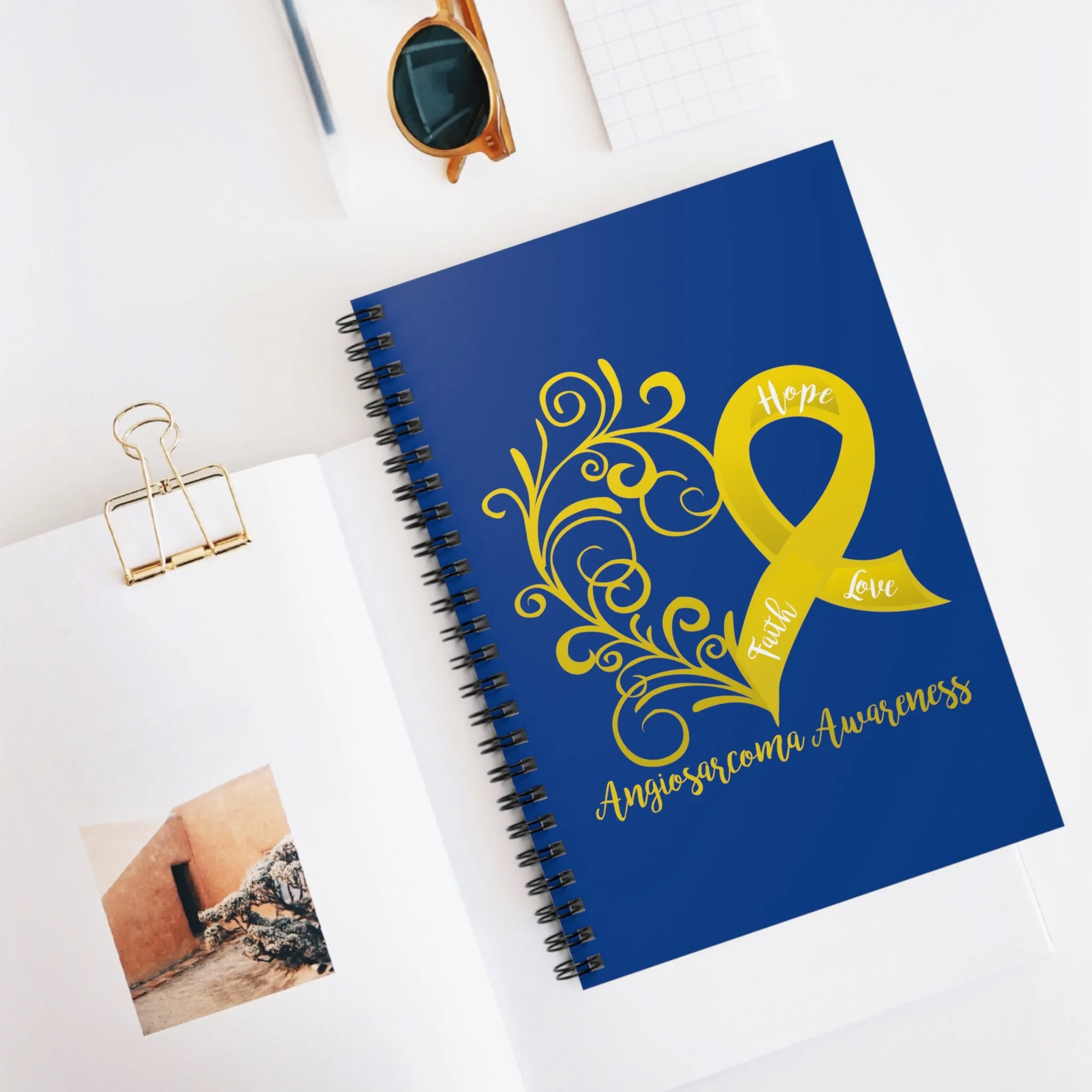 Angiosarcoma Awareness Heart Royal Blue Spiral Journal - Ruled Line