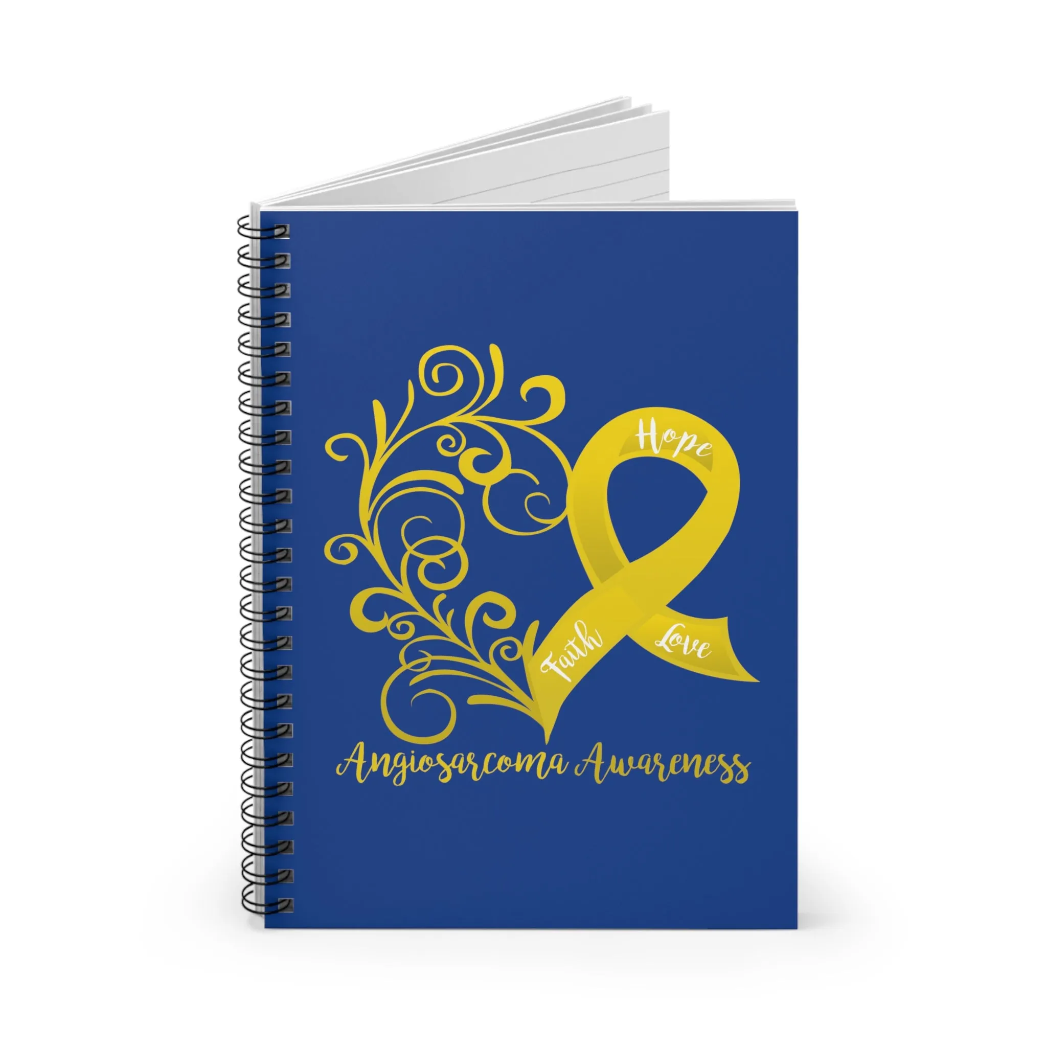 Angiosarcoma Awareness Heart Royal Blue Spiral Journal - Ruled Line