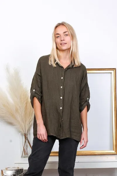 Anne   Kate Italian Trapani Linen Button Shirt