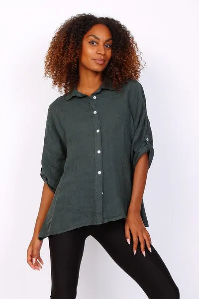 Anne   Kate Italian Trapani Linen Button Shirt