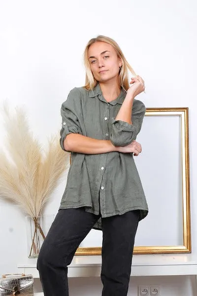 Anne   Kate Italian Trapani Linen Button Shirt