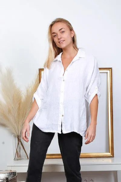 Anne   Kate Italian Trapani Linen Button Shirt