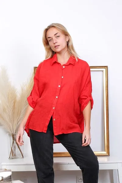 Anne   Kate Italian Trapani Linen Button Shirt