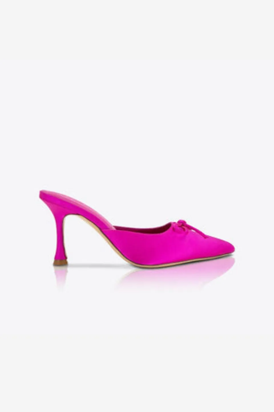 Antoinette Pink Satin Pointed Bow Mule Heel