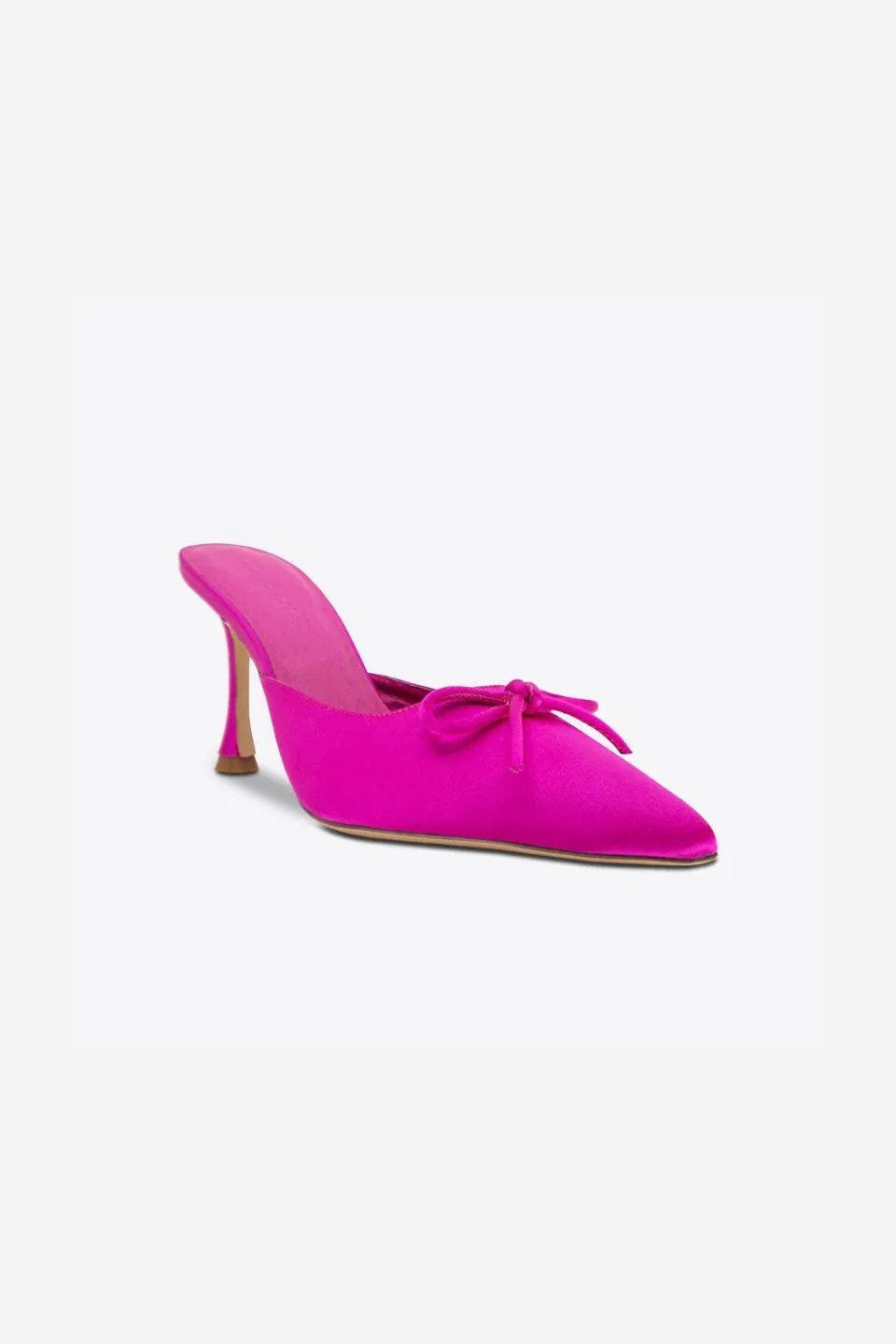 Antoinette Pink Satin Pointed Bow Mule Heel